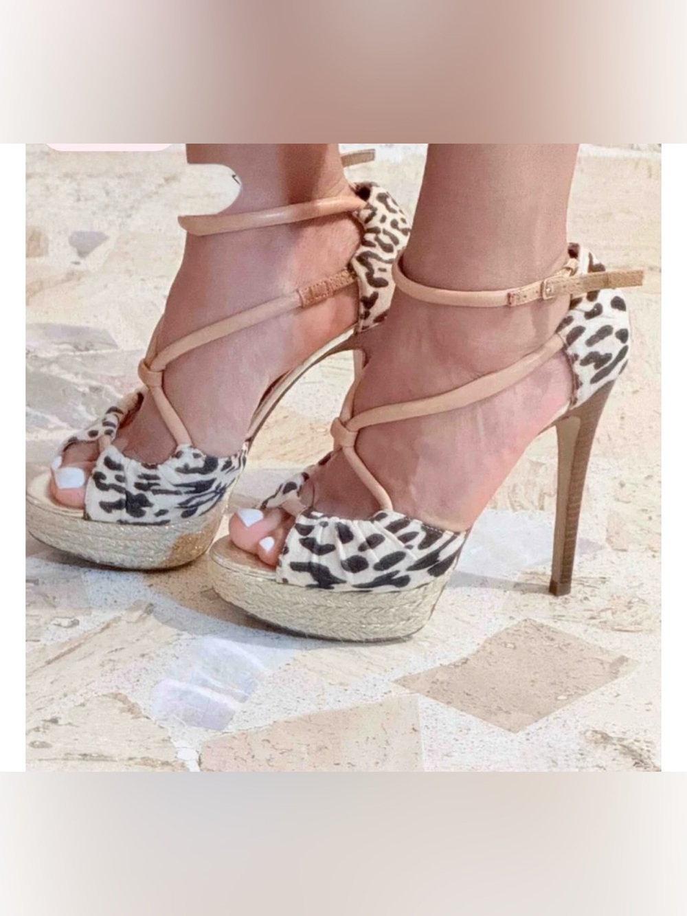 Guess Leopard Print Pumps with Tan Straps